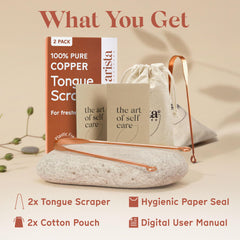 Long-handled tongue scraper design for easy reach
