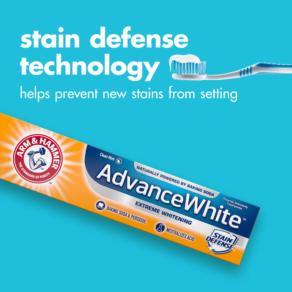 Arm & Hammer Advance White Extreme Whitening toothpaste box - side view