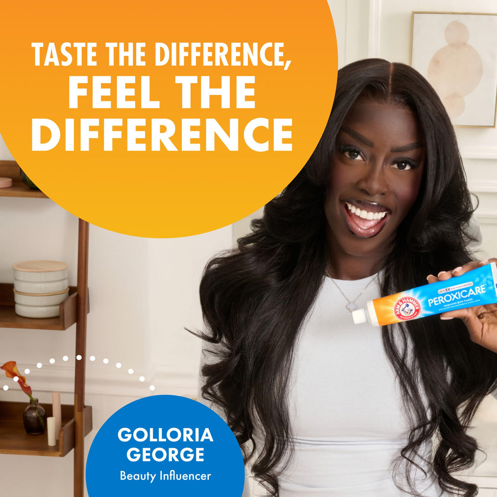 Packaging image of ARM & HAMMER Peroxicare four-pack toothpaste