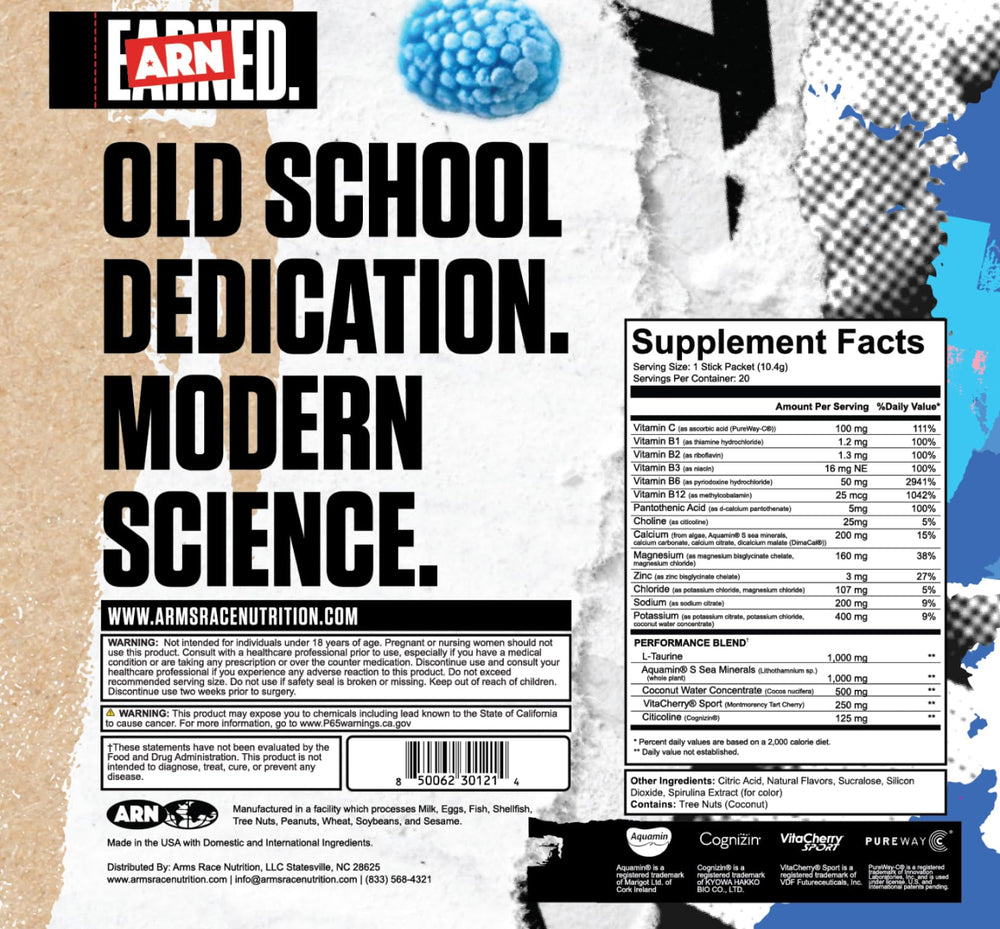 One ARN Replenish packet being added to 16 oz water