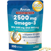 Arofum Omega-3 Lemon Burpless Softgels bottle close-up
