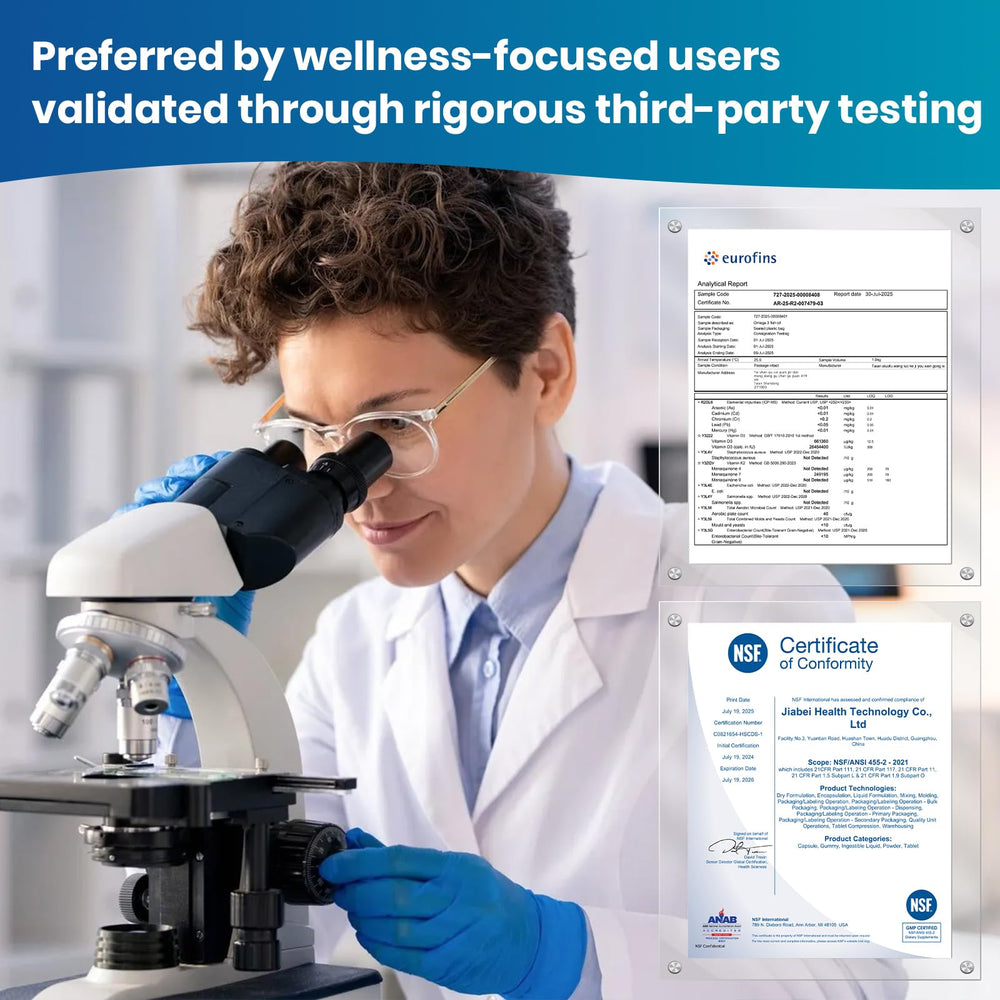 Third-party testing seal for Arofum omega-3
