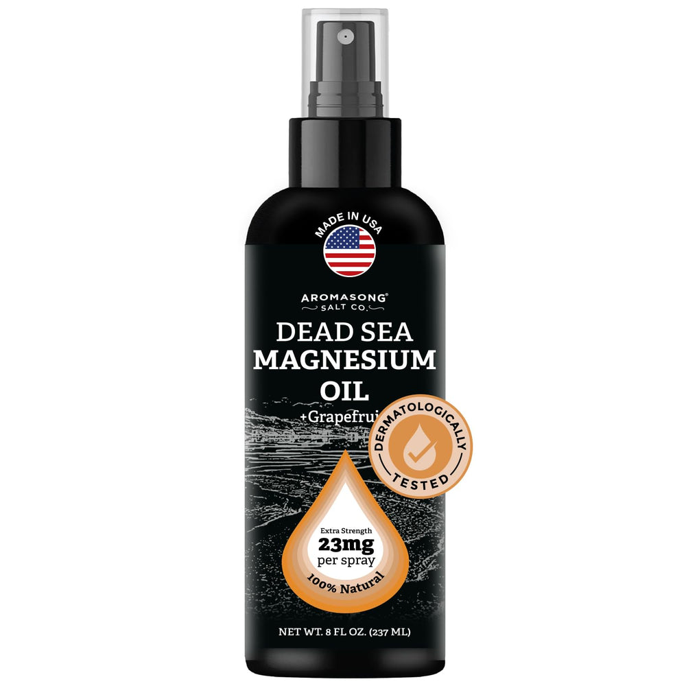 Front view of Aromasong Magnesium Spray Grapefruit 8 oz bottle