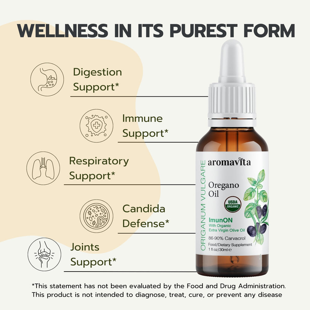 Dropper dispensing oregano oil into a spoon