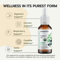 Dropper dispensing oregano oil into a spoon