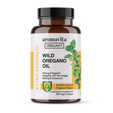 Front view of AROMAVITA Vegan Wild Oregano Oil capsules bottle