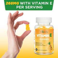 Nutrition label showing 268 mg Vitamin E per 2 gummies
