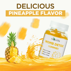 Pineapple-flavored Aromlife Womb Detox Gummies close-up