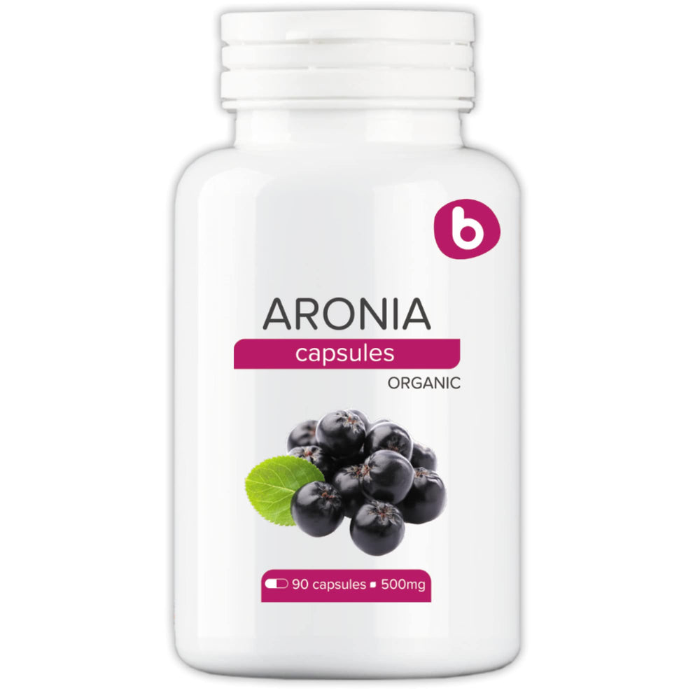 Bottle of Organic Aronia Berry Capsules with 500mg strength