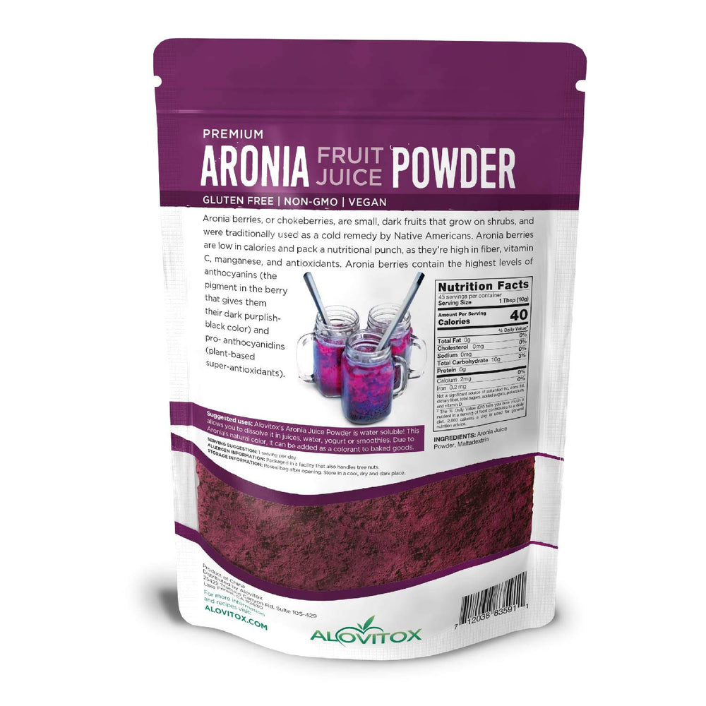 Close-up of aronia berries used to make powder