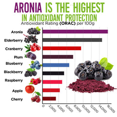 16 oz bottle of Aronia Berry Powder with scoop