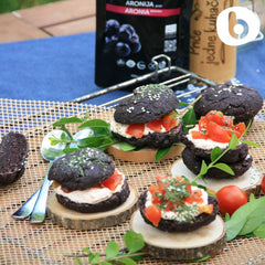 Fine texture close-up of aronia berry powder