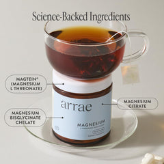 Front of Arrae magnesium supplement packaging showing 90 capsules