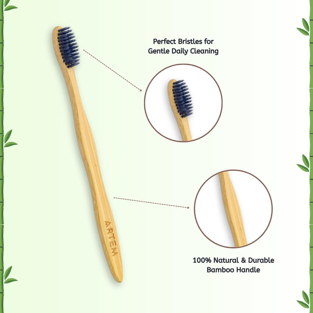 Close-up of soft BPA-free bristles on ARTEM toothbrush