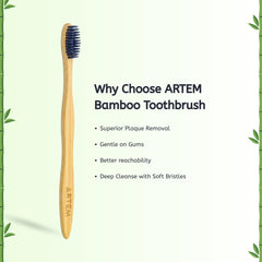 Pack of 10 ARTEM Bamboo Toothbrushes in compostable packaging