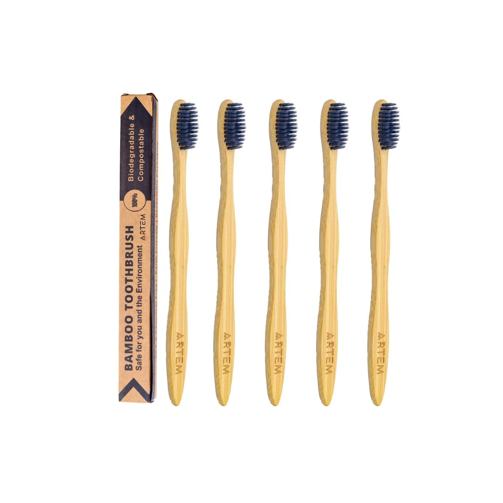 ARTEM Bamboo Toothbrush – pack of 5 with soft BPA-free bristles