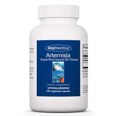 Artemisia dietary supplement bottle showing microbial balancer label