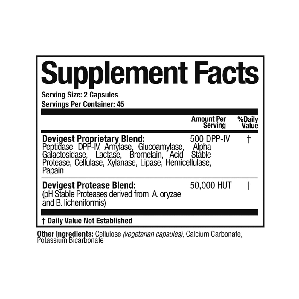 Devigest ADS capsules offer lactose and casein support for dairy sensitivities
