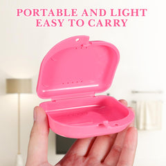 Compact portable denture case showing dimensions 3.7 x 3 x 2.3 inches