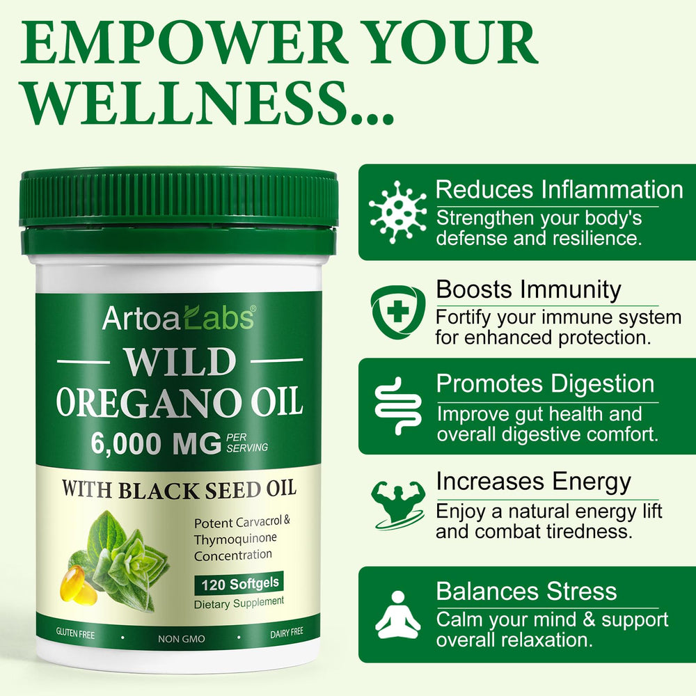 100 percent organic ingredients label on oregano oil softgels