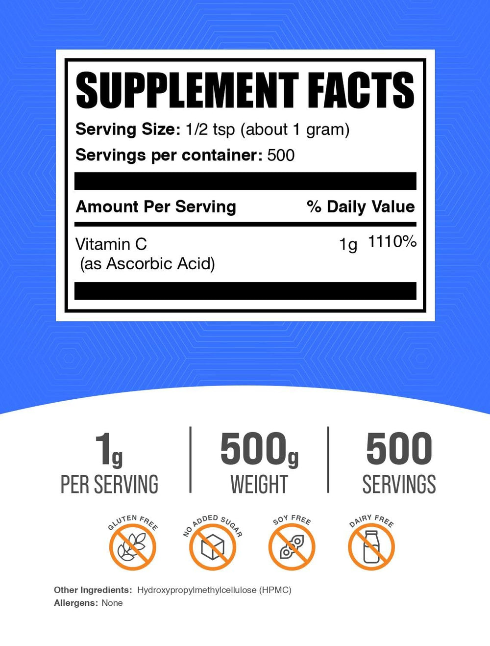 Vitamin C ascorbic acid powder 1000mg serving illustration