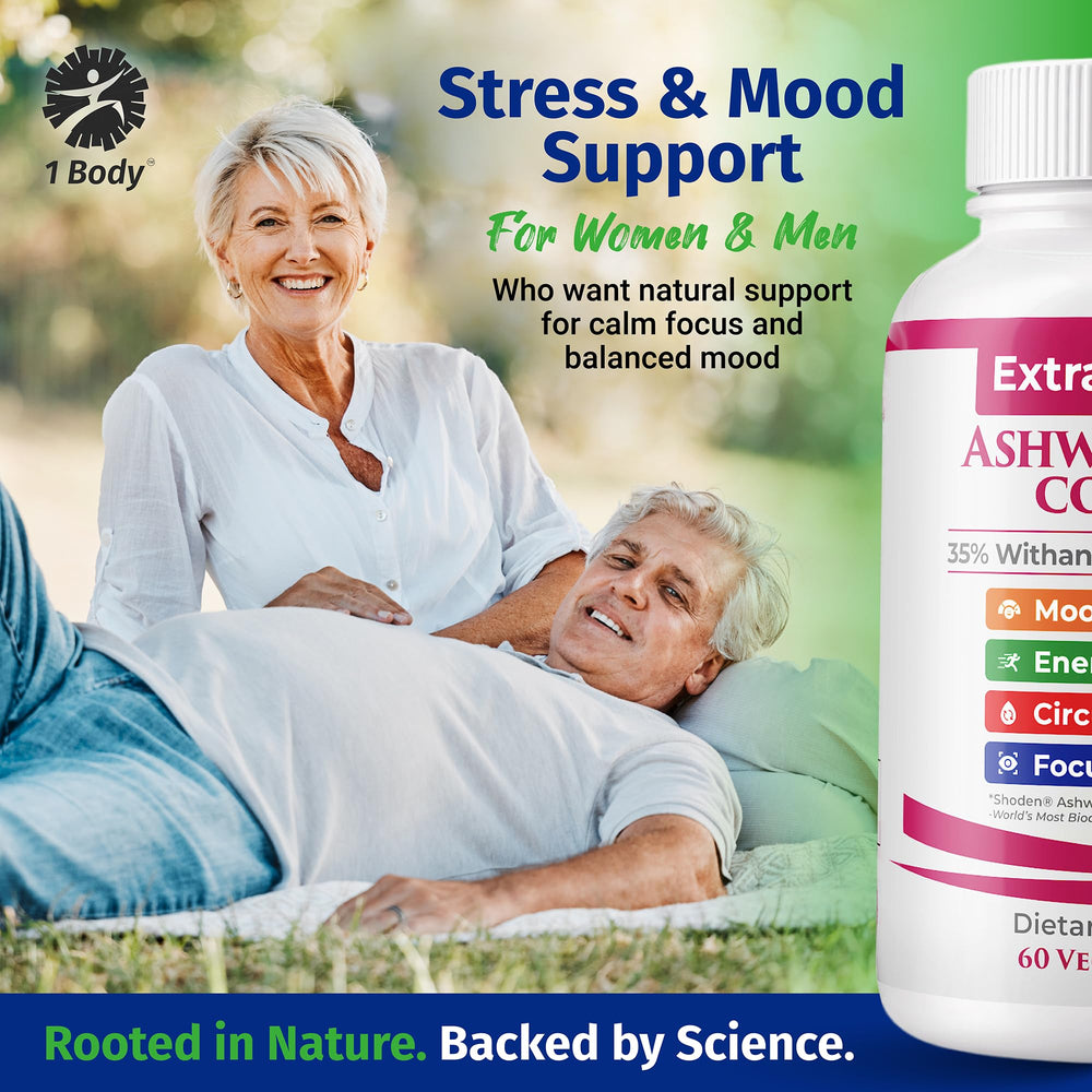 Lifestyle scene with Ashwagandha supplement for sleep and energy
