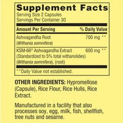 Ashwagandha 1300 mg vegetarian capsules close-up