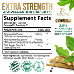 Ashwagandha 2100mg 60 capsules packaging and bottle