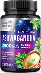 Ashwagandha 2100mg capsules bottle - front view
