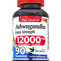 Front view of FITO MEDIC'S Lab Ashwagandha bottle with 90 capsules