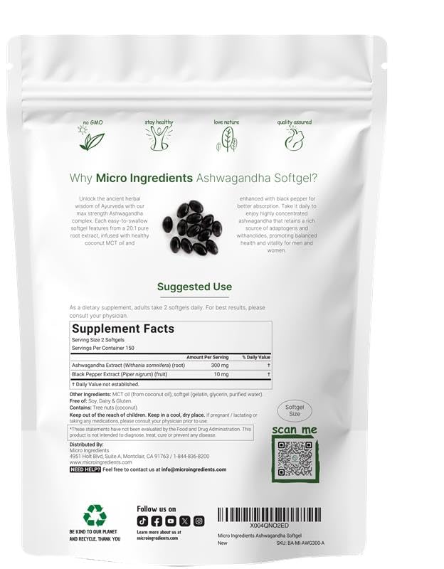 Ashwagandha supplement with Coconut MCT Oil and Black Pepper illustration