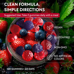 Vitamin D3 and zinc icons alongside Ashwagandha Gummies bottle