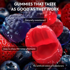 Healthy lifestyle scene with gummies and greens