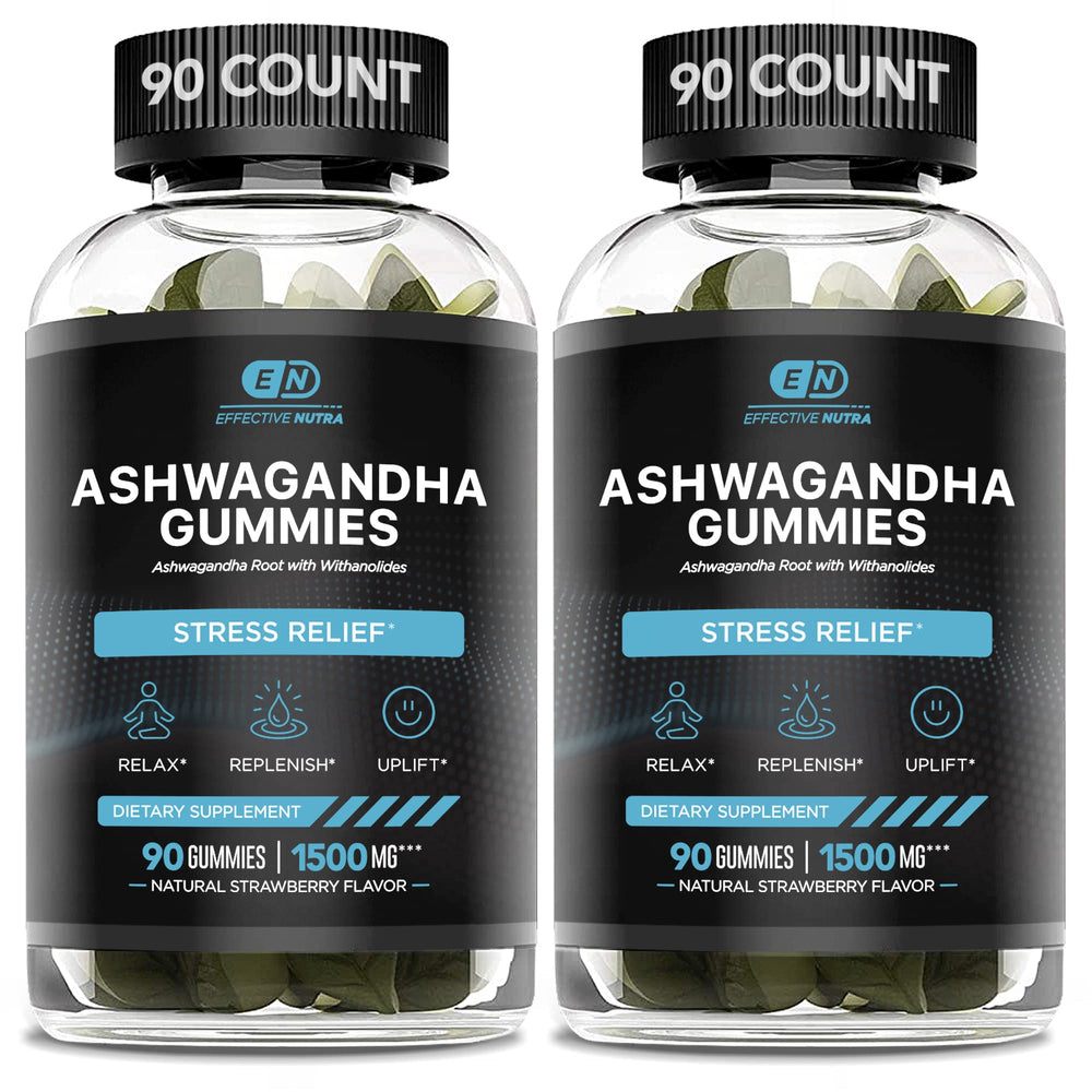 Front view of Effective Nutra Ashwagandha Gummies 1500mg bottle