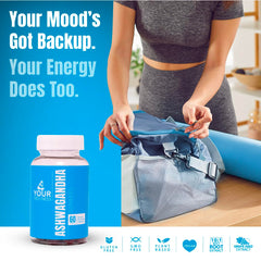 Gummy bottle with label visible and 60 gummies