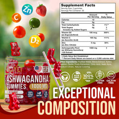 Ingredients: Ashwaganda extract, Vitamin C, Vitamin D2, Zinc