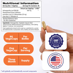 Back view of Health Thru Nutrition Ashwagandha 500mg KSM-66 bottle