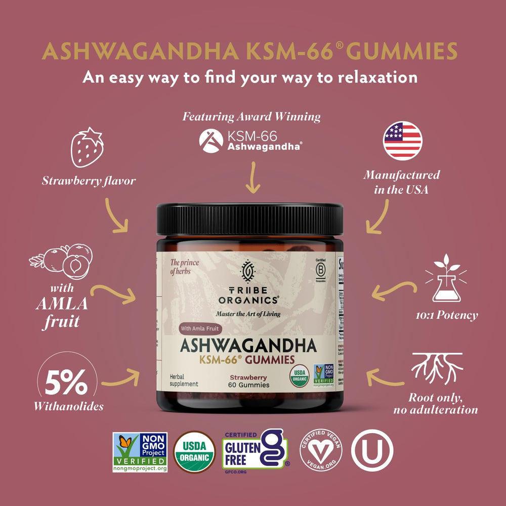 Tribe Organics Ashwagandha KSM-66 gummies packaging