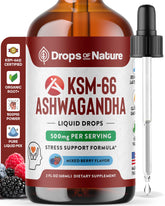 Ashwagandha KSM 66 Liquid Drops mixed berry flavor in 60ml bottle (hero image)
