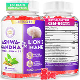 Berry-flavored Ashwagandha and Lion’s Mane gummies bottle