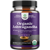 Organic Ashwagandha root tablets bottle label
