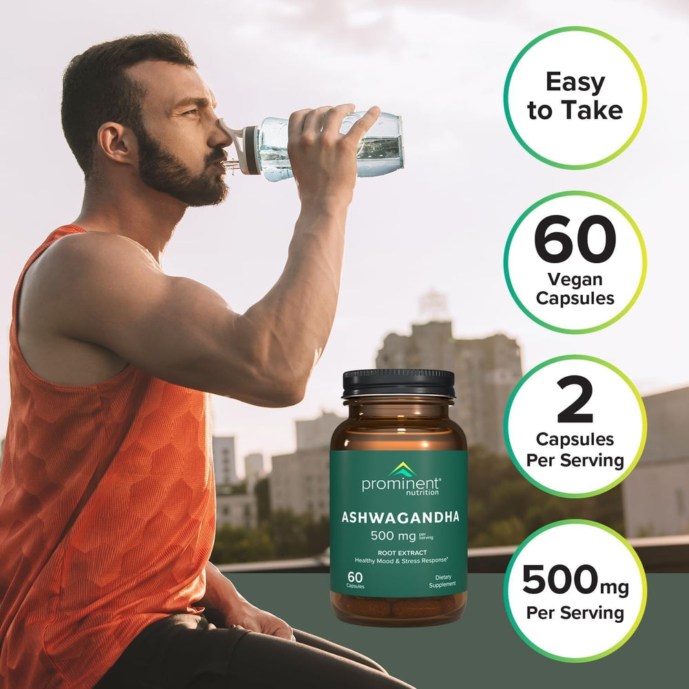 Ashwagandha root capsules displaying 500 mg dose - product image 03