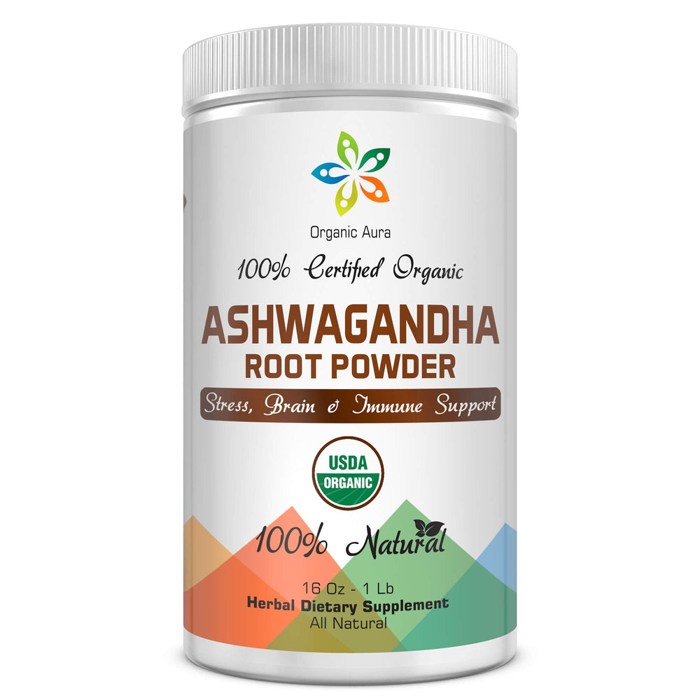 Certified Organic Ashwagandha Root Powder 16oz jar