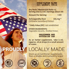 Vegan and non-GMO Ashwagandha supplement badge