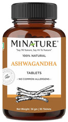 Bottle of mi Nature Ashwagandha tablets – 90 tablets, 1000 mg each