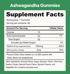 Ashwagandha and zinc gummies with natural ingredients