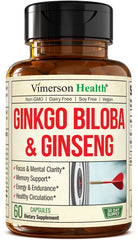 Front-facing bottle of Asian Ginseng and Ginkgo Biloba capsules