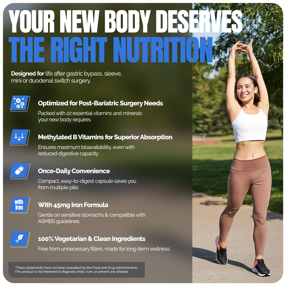 ASMBS compliant bariatric vitamins for gastric bypass and sleeve