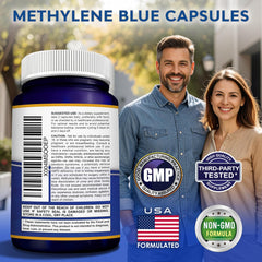 Full bottle shot of asquared Methylene Blue capsules