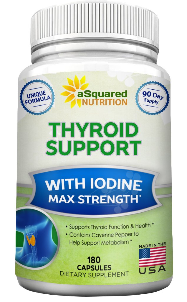 aSquared Nutrition Thyroid Support bottle front view with 180 capsules